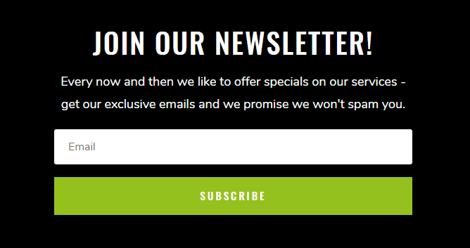 Call to action for newsletter on web design